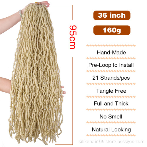36inch Black Pink Purple Long Goddess Dreadlocks Hair Black Women Nu Locs Crochet Braiding Hair Synthetic Faux Locs Extensions